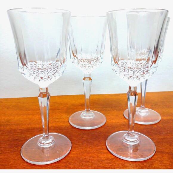 Set Of 4 St George American Heritage Lead Crystal Glasses Stemware Water Goblet - Picture 1 of 8